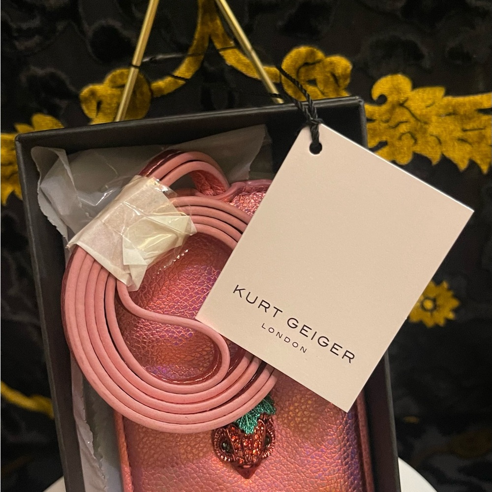 Kurt Geiger Metallic Pink Lanyard w/ Patterned Box. NWT - Picture 8 of 9